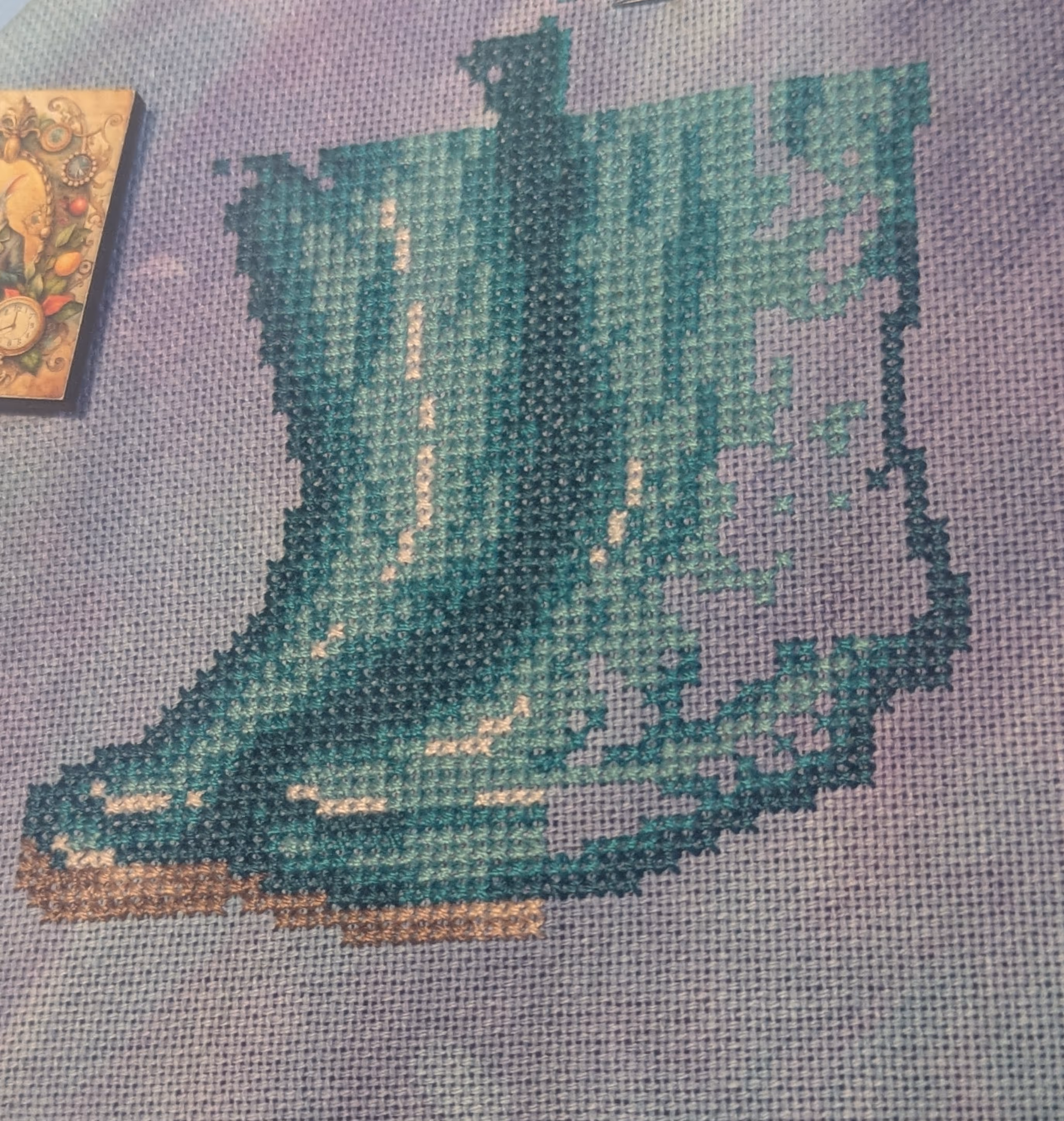 A pair of teal rain boots