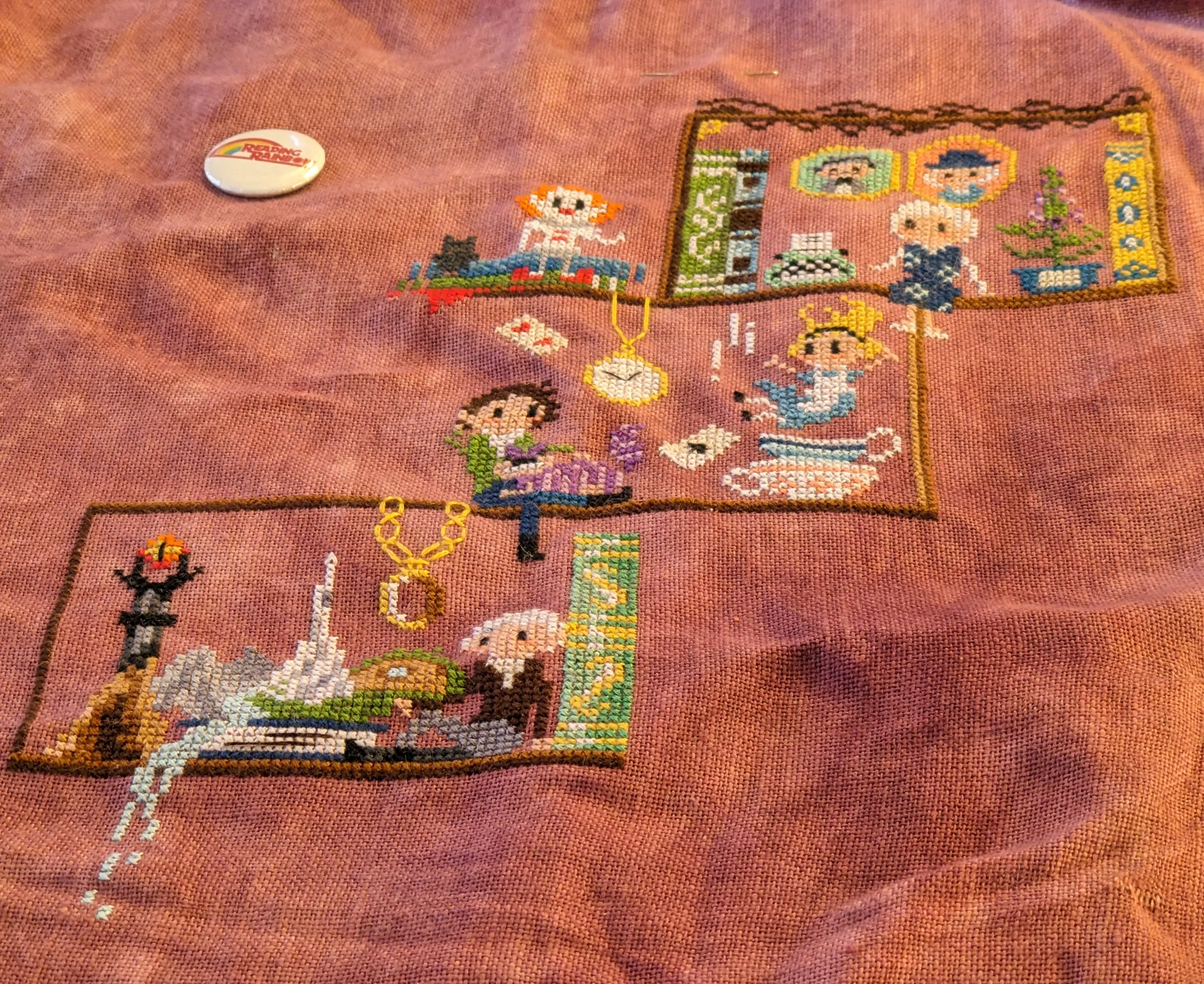 Image of The Stichers Boook Club SAL cross stitch progress