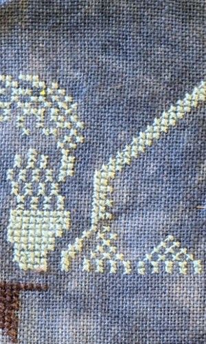 This pattern features many easter eggs to Doctor Who including a Tardis and a Weeping Angel on a blue fabric